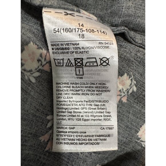 Gap Floral Print Black Dress Size 14 Rouched Back BabyDoll Whimsy Goth Coquette - Picture 8 of 9